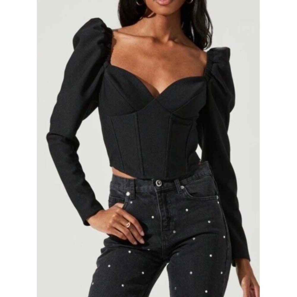 ASTR the Label x Anthropologie Corset Top Women's S 4/6 Black Sweetheart NWOT